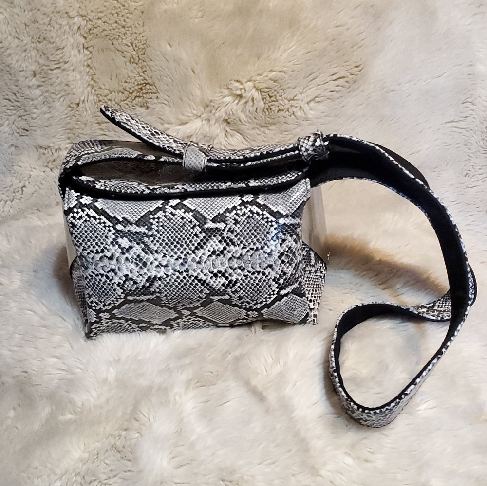 Snake print cross body purse